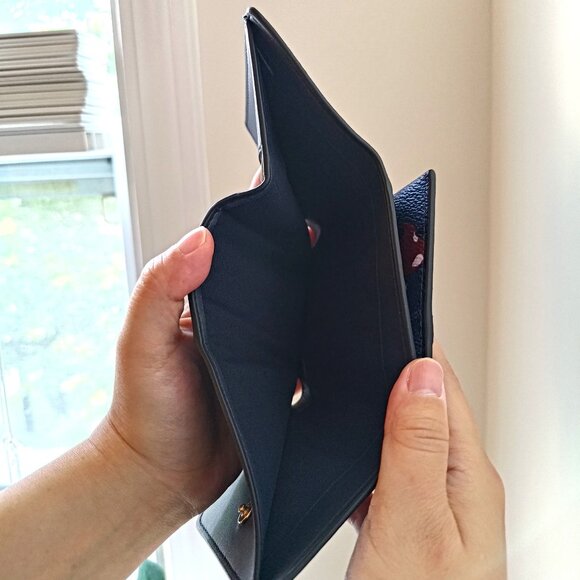 Coach Card Holder Wallet In Signature Canvas With Cherry Print CZ448 Navy blue - Picture 6 of 8